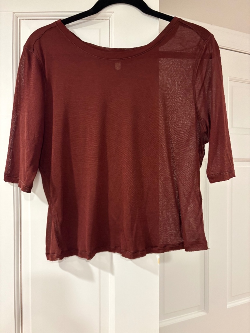 Free People Semi Sheer t shirt Size L Burgundy